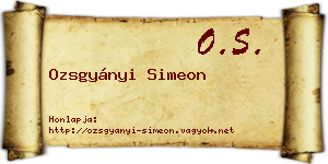 Ozsgyányi Simeon névjegykártya